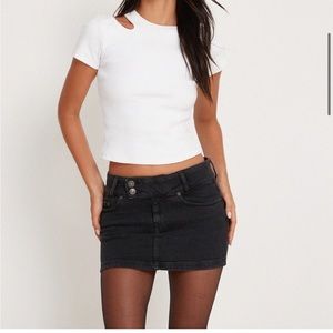 Motel Rocks Low Rise Mini Skirt in Black Wash